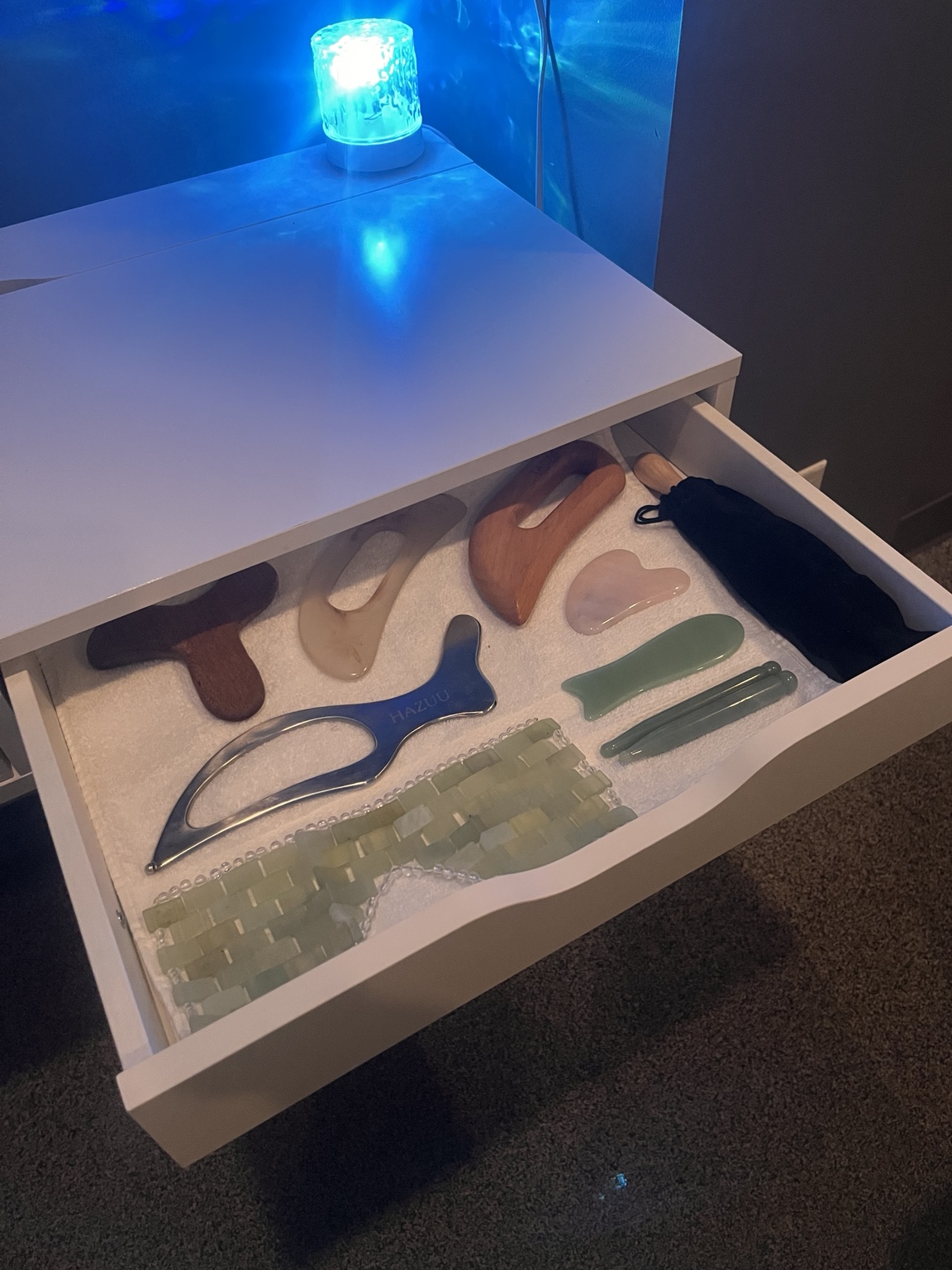 A selection of specialized massage and facial tools